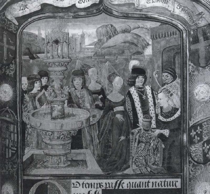 Tudor Court Scene in a Walled enclosure probably a garden, unknow artist